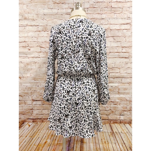 ZARA Women's Printed Cheetah Animal Print Overlap V-Neck Mini Dress Size S - Picture 4 of 8